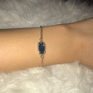 Elaina Adjustable Chain Bracelet In Blue Drusy